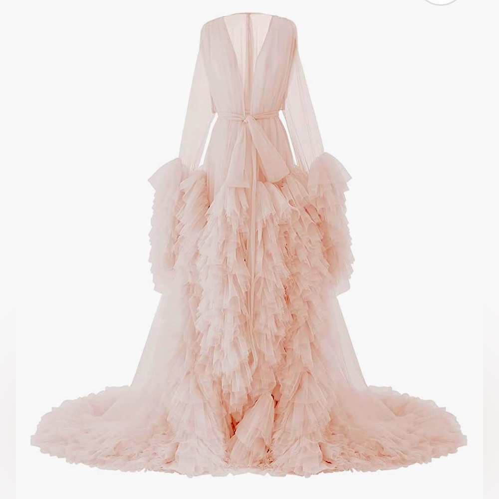PLUVIOPHILY Maternity Tulle Robe for Photo Shoot Baby Shower Photography